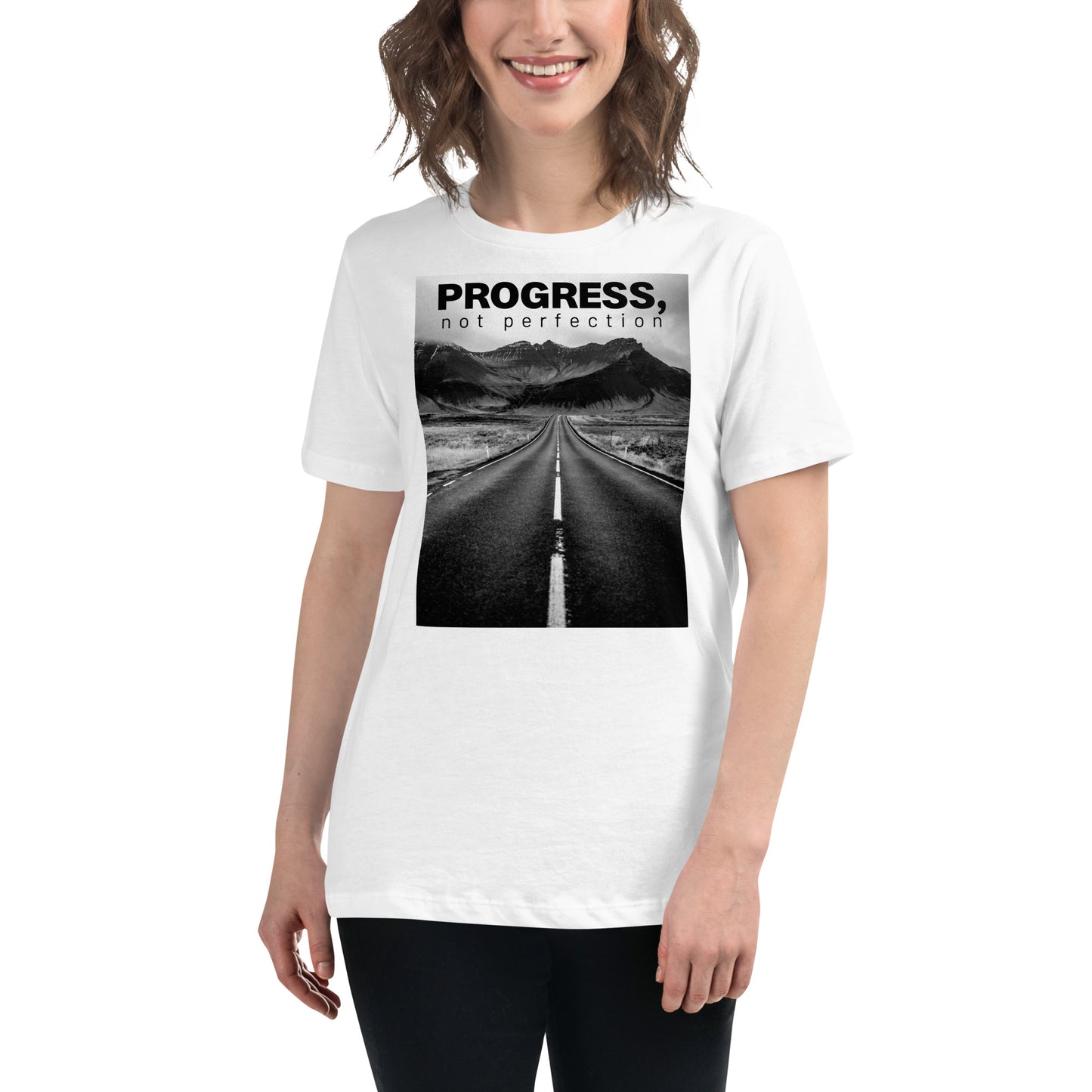 Progress, Not Perfection - Journey Of Growth White Motivational Women’s T-Shirt Lifestyle