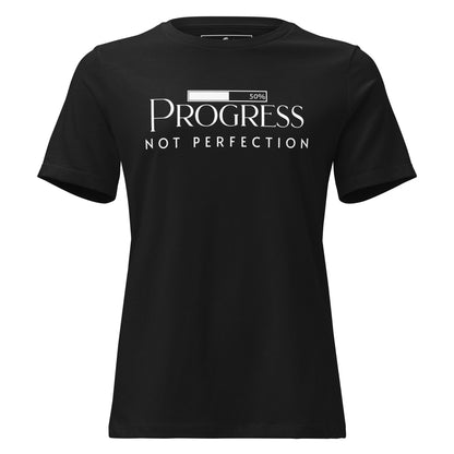 Progress Not Perfection 50% Bar Black Motivational Women’s T-Shirt