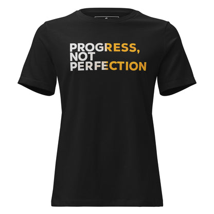 Progress Not Perfection Black Motivational Women’s T-Shirt