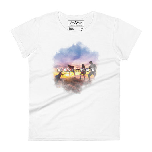 Progress, Not Perfection Women’s Motivational White T-Shirt