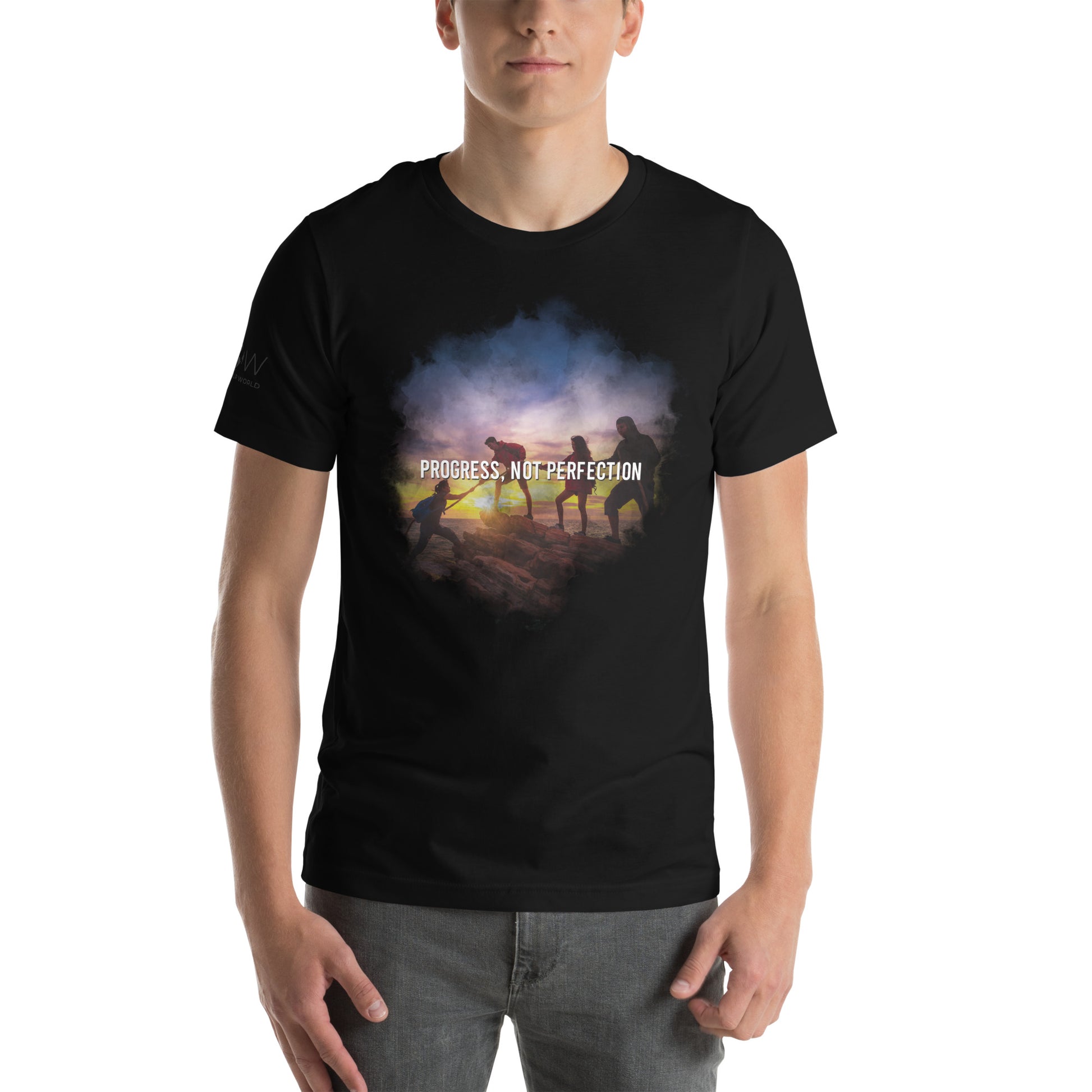 Progress, Not Perfection Men's Motivationa Black T-Shirt