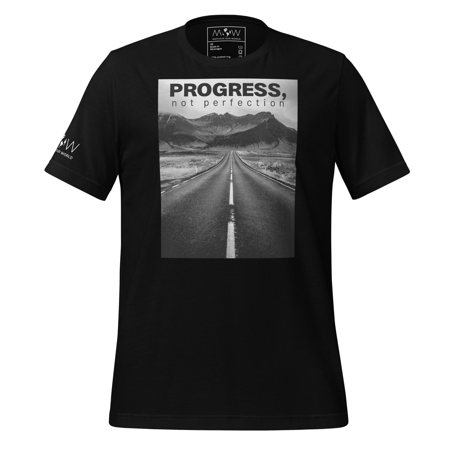 Progress, Not Perfection Men's Motivational Black T-Shirt
