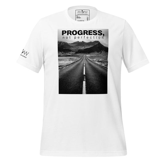 Progress, Not Perfection Men's Motivational White T-Shirt