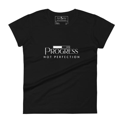 Progress Not Perfection Minimalist Women’s Motivational Black T-Shirt