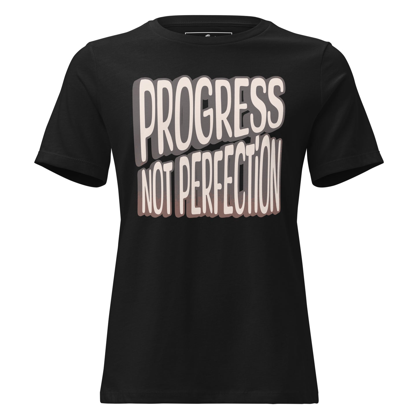 Progress Not Perfection Typography Black Motivational Women’s T-Shirt