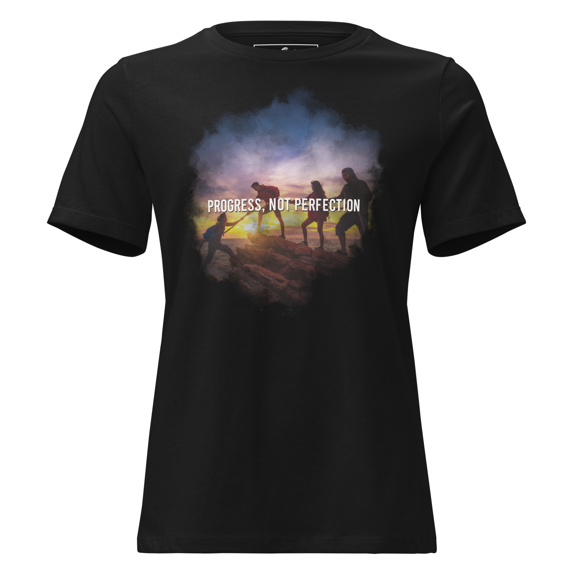 Progress Over Perfection Black Motivational Women’s T-Shirt