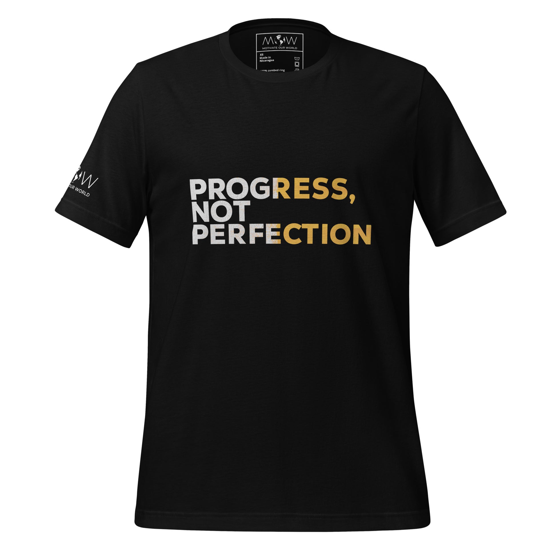 Progress Over Perfection Men's Motivational Black T-Shirt
