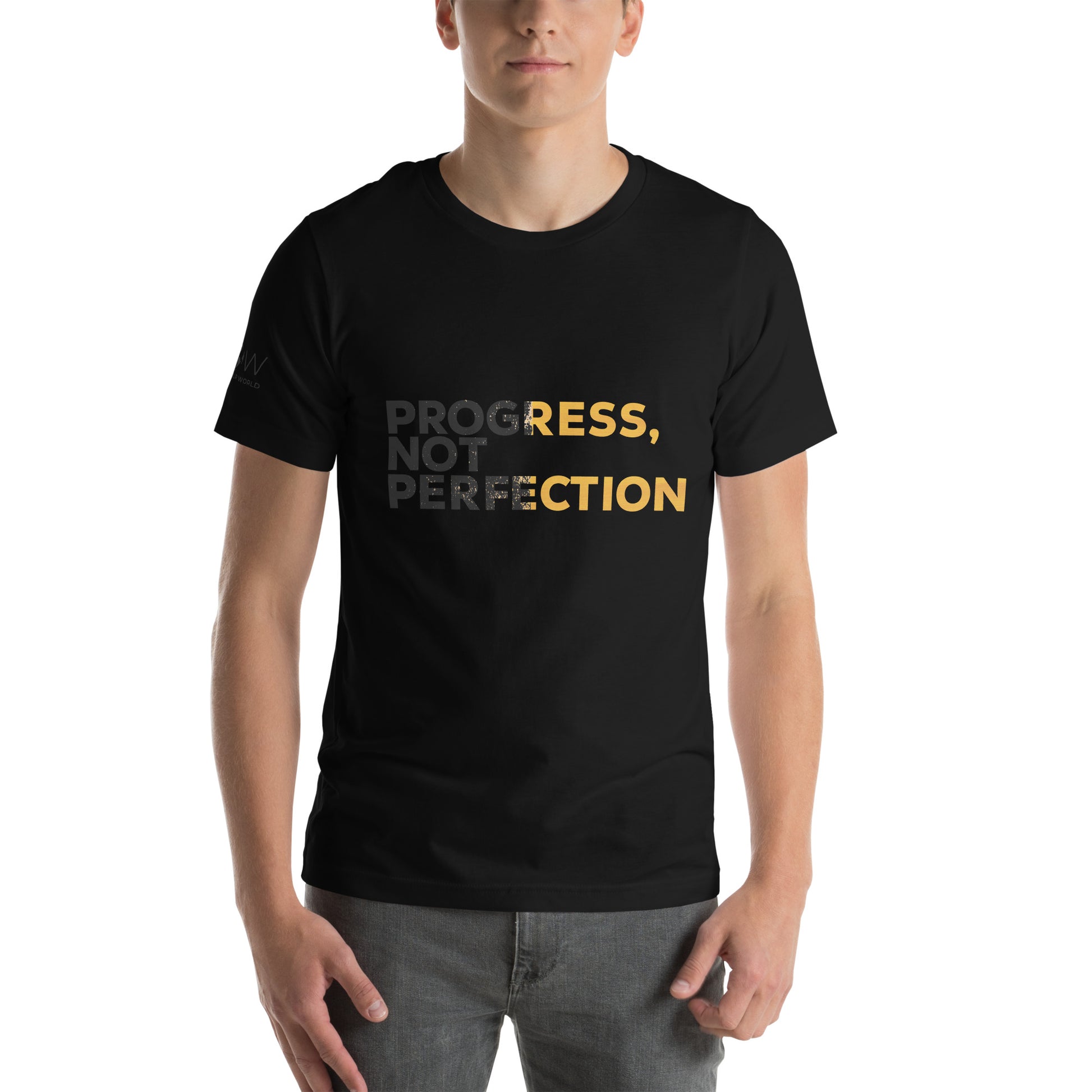 Progress Over Perfection Men's Motivational Black T-Shirt