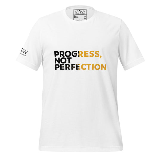Progress Over Perfection Men's Motivational White T-Shirt