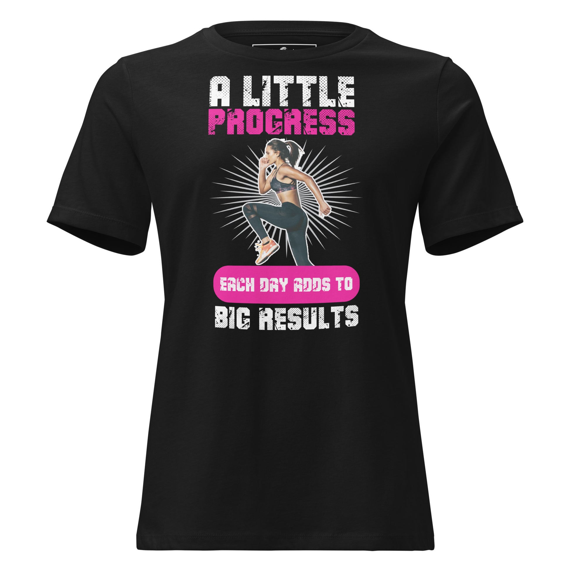 "Progress in Motion" Black Motivational Women’s T-Shirt