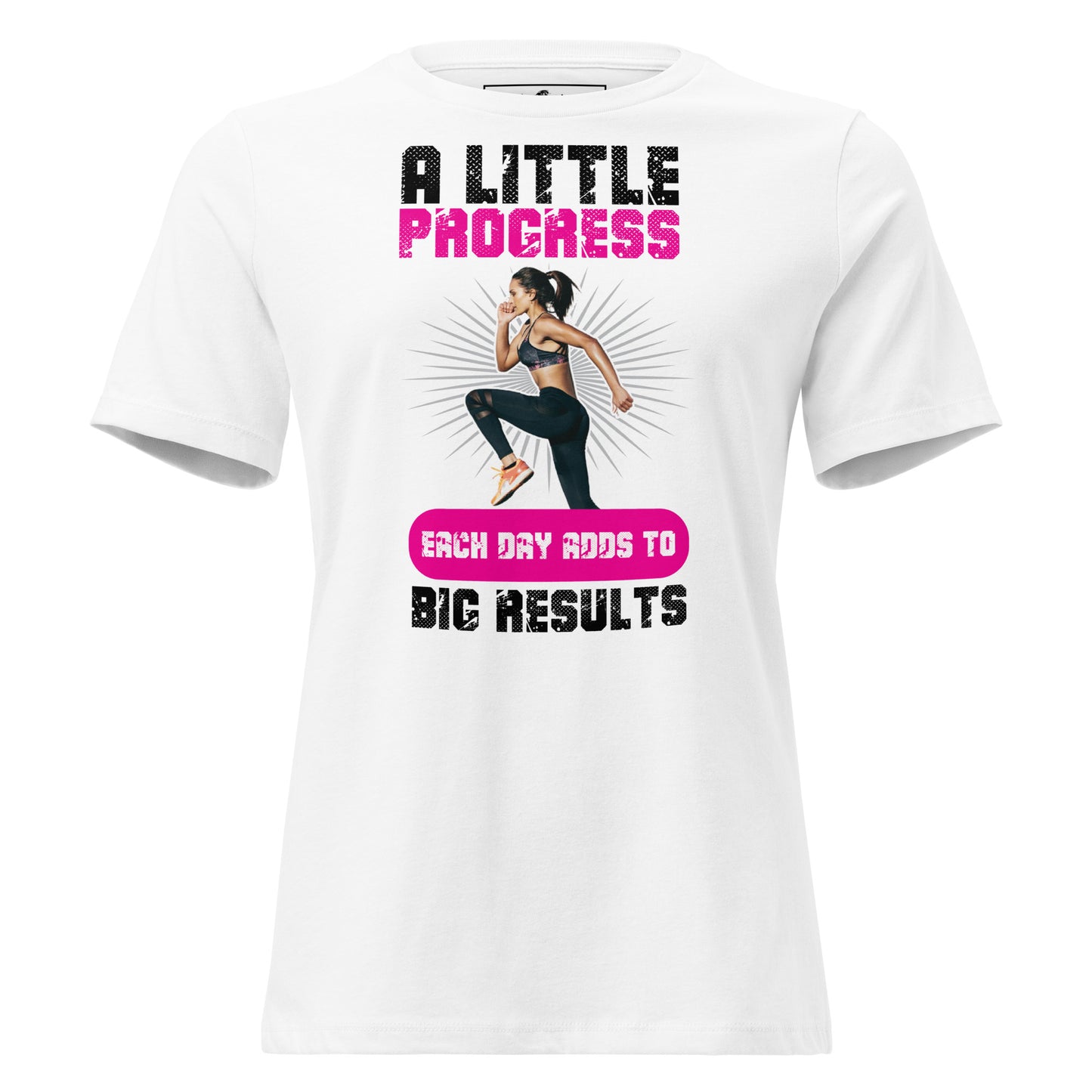 "Progress in Motion" White Motivational Women’s T-Shirt