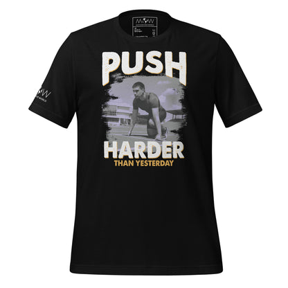 Push Harder Than Yesterday Men's Motivational Black T-Shirt