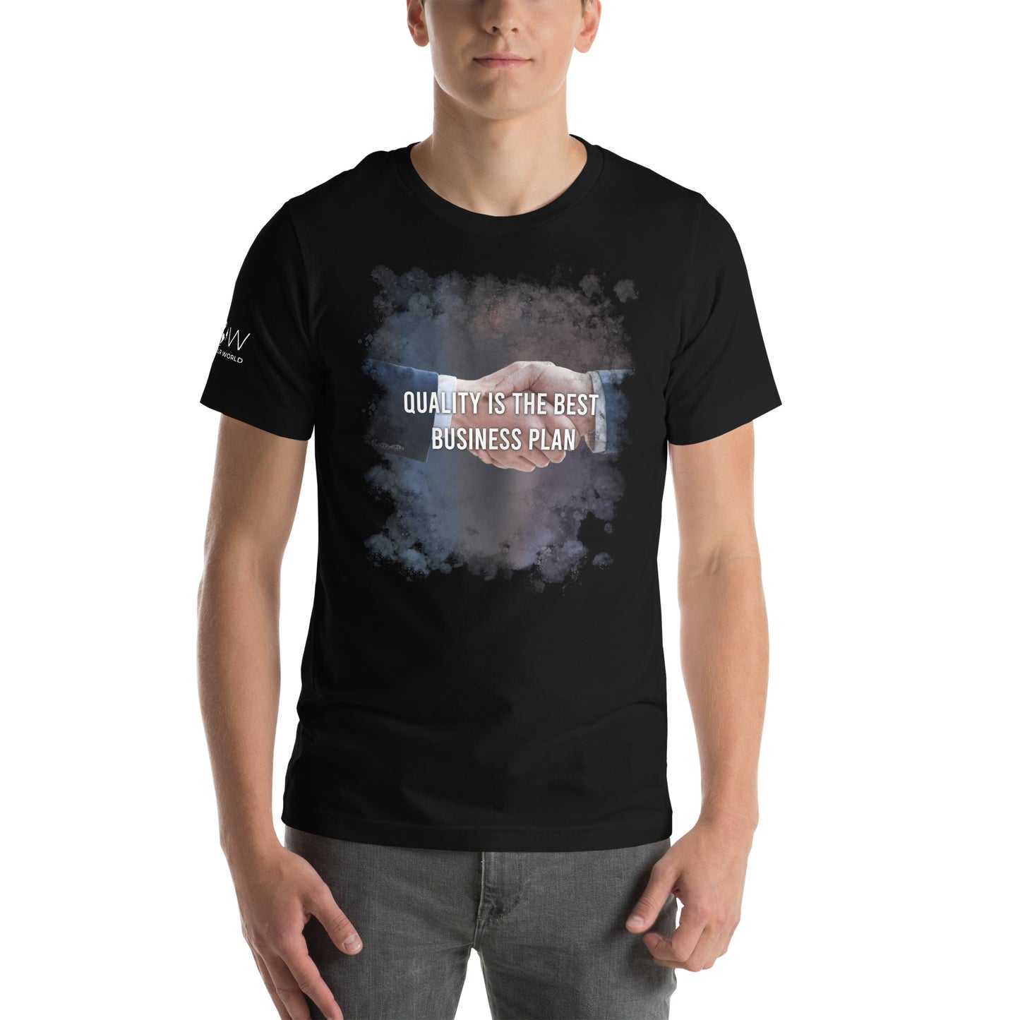 QUALITY IS THE BEST BUSINESS PLAN Men's Motivational Black T-Shirt