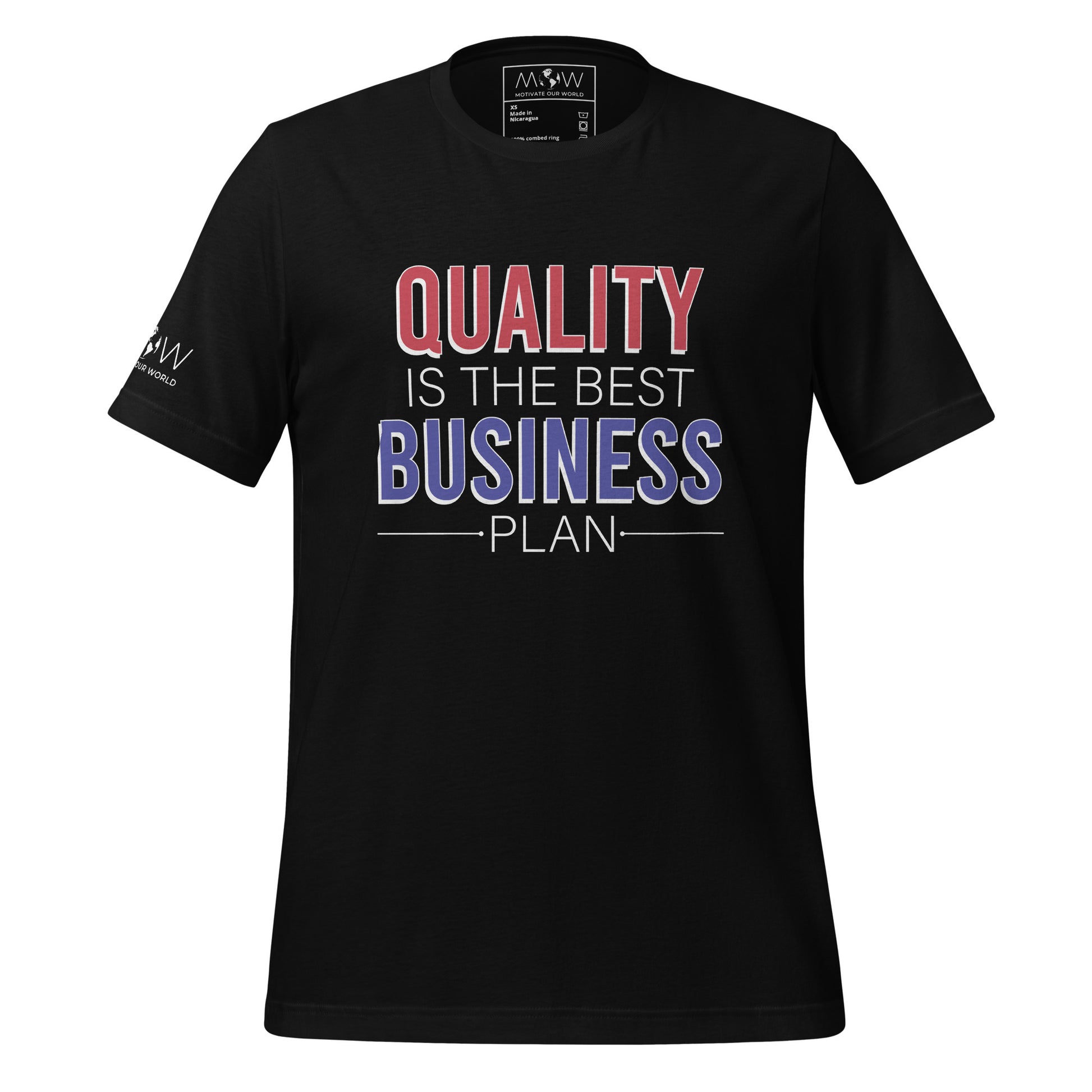 QUALITY IS THE BEST BUSINESS PLAN Men's Motivational Black T-Shirt
