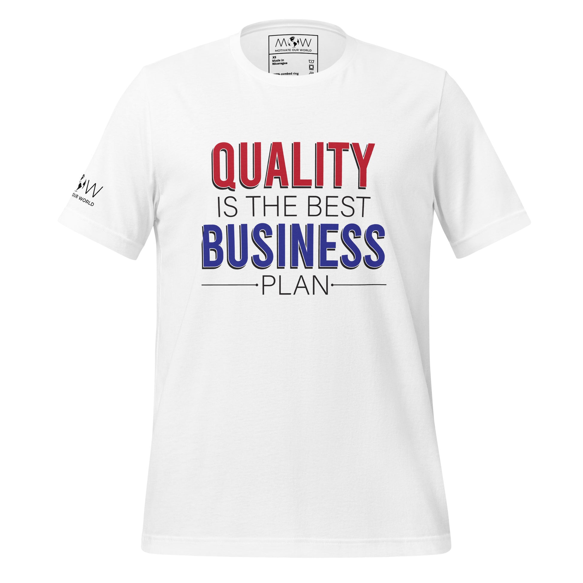 QUALITY IS THE BEST BUSINESS PLAN Men's Motivational White T-Shirt