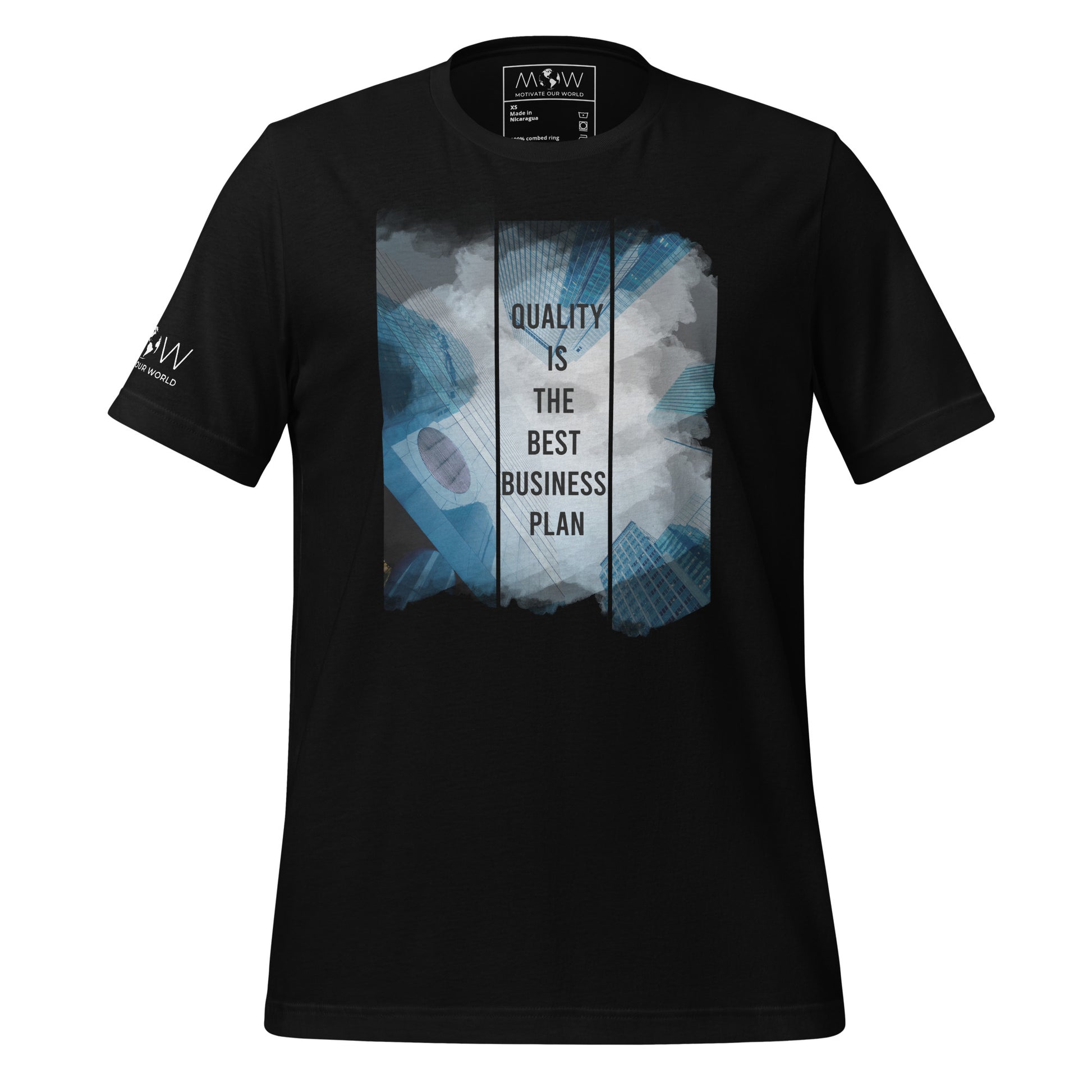 QUALITY IS THE BEST BUSINESS PLAN Men's Motivational Black T-Shirt