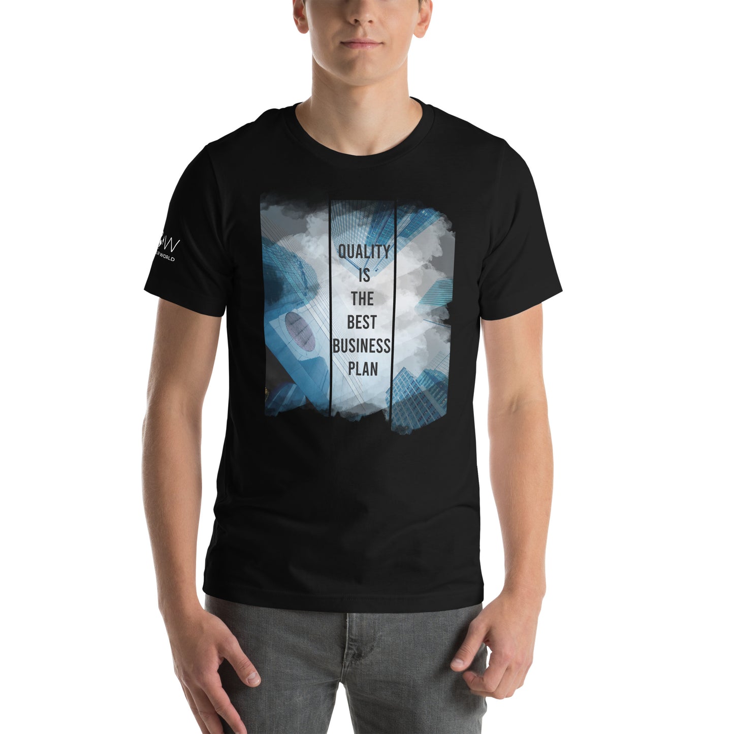 QUALITY IS THE BEST BUSINESS PLAN Men's Motivational Black T-Shirt