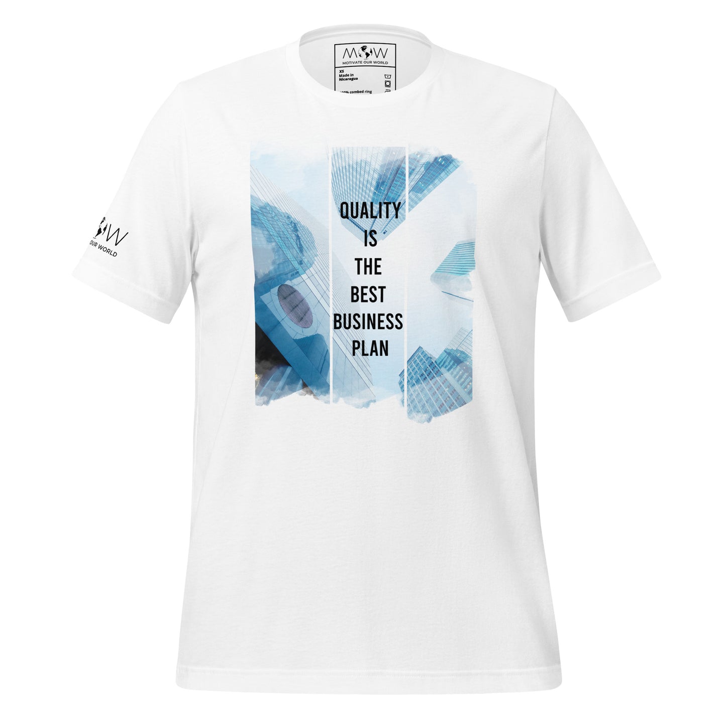 QUALITY IS THE BEST BUSINESS PLAN Men's Motivational White T-Shirt