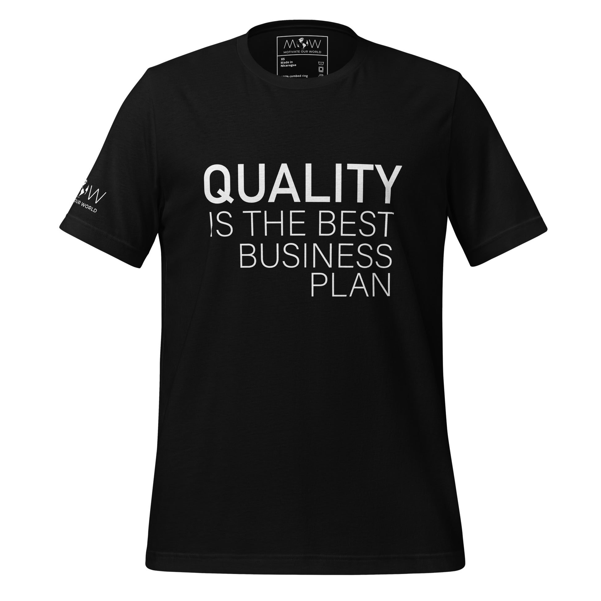 Quality is the Best Business Plan Men's Motivational Black T-Shirt