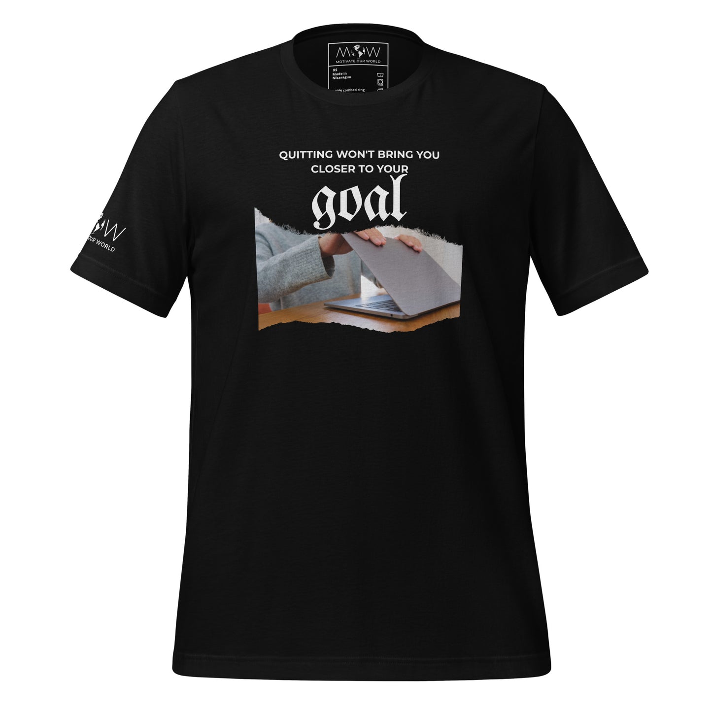 Quitting Won’t Bring You Closer to Your Goal Men's Motivational Black T-Shirt