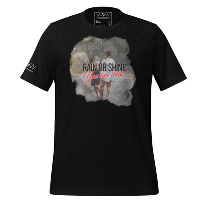Rain or Shine You Are Mine Romantic Couple Black Motivational Men's T-Shirt
