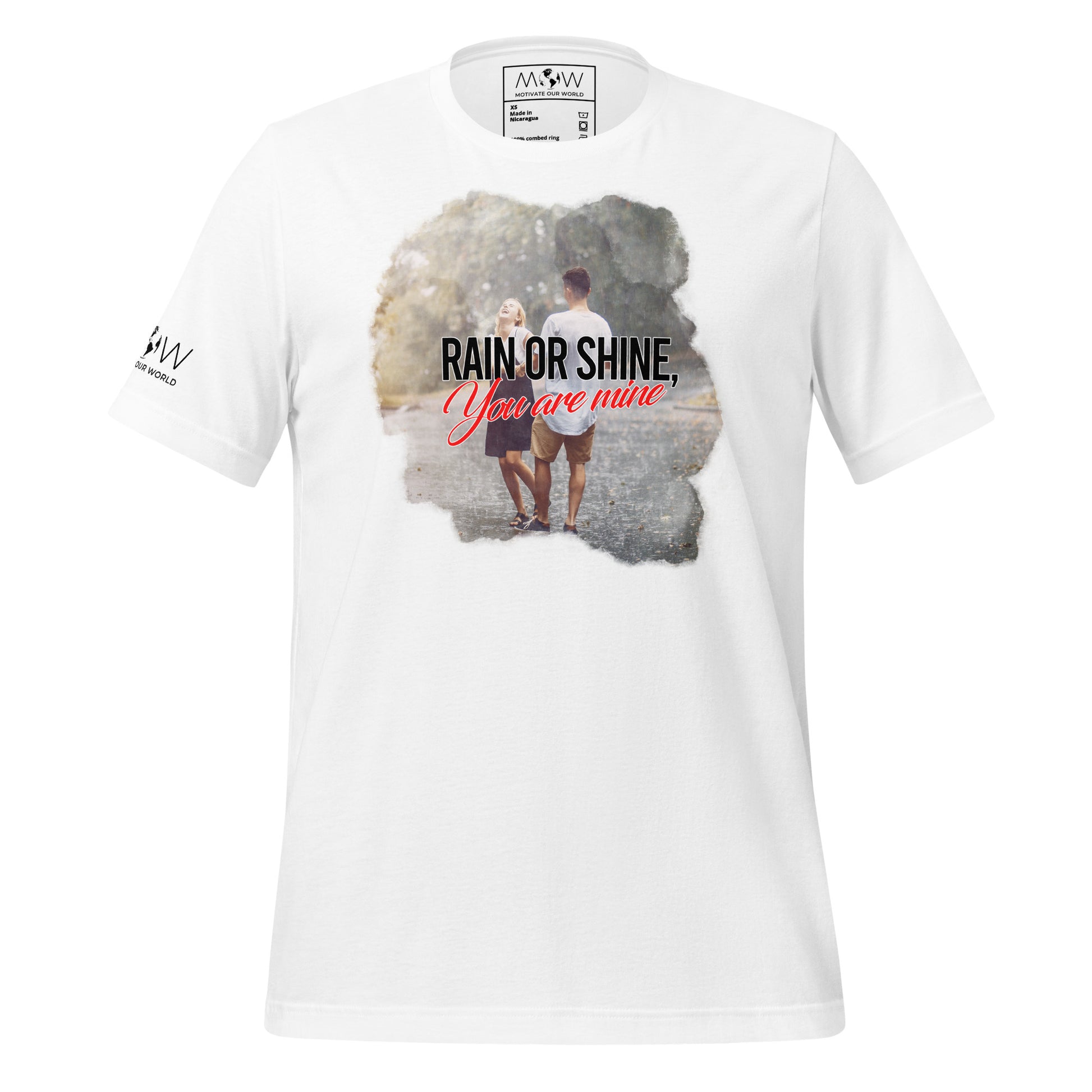 Rain or Shine You Are Mine Romantic Couple White Motivational Men's T-Shirt