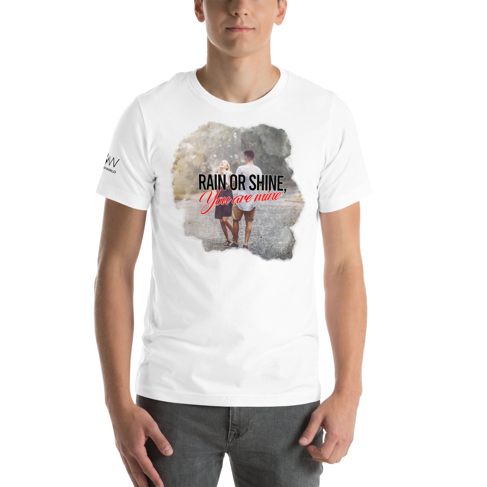 Rain or Shine You Are Mine Romantic Couple White Motivational Men's T-Shirt