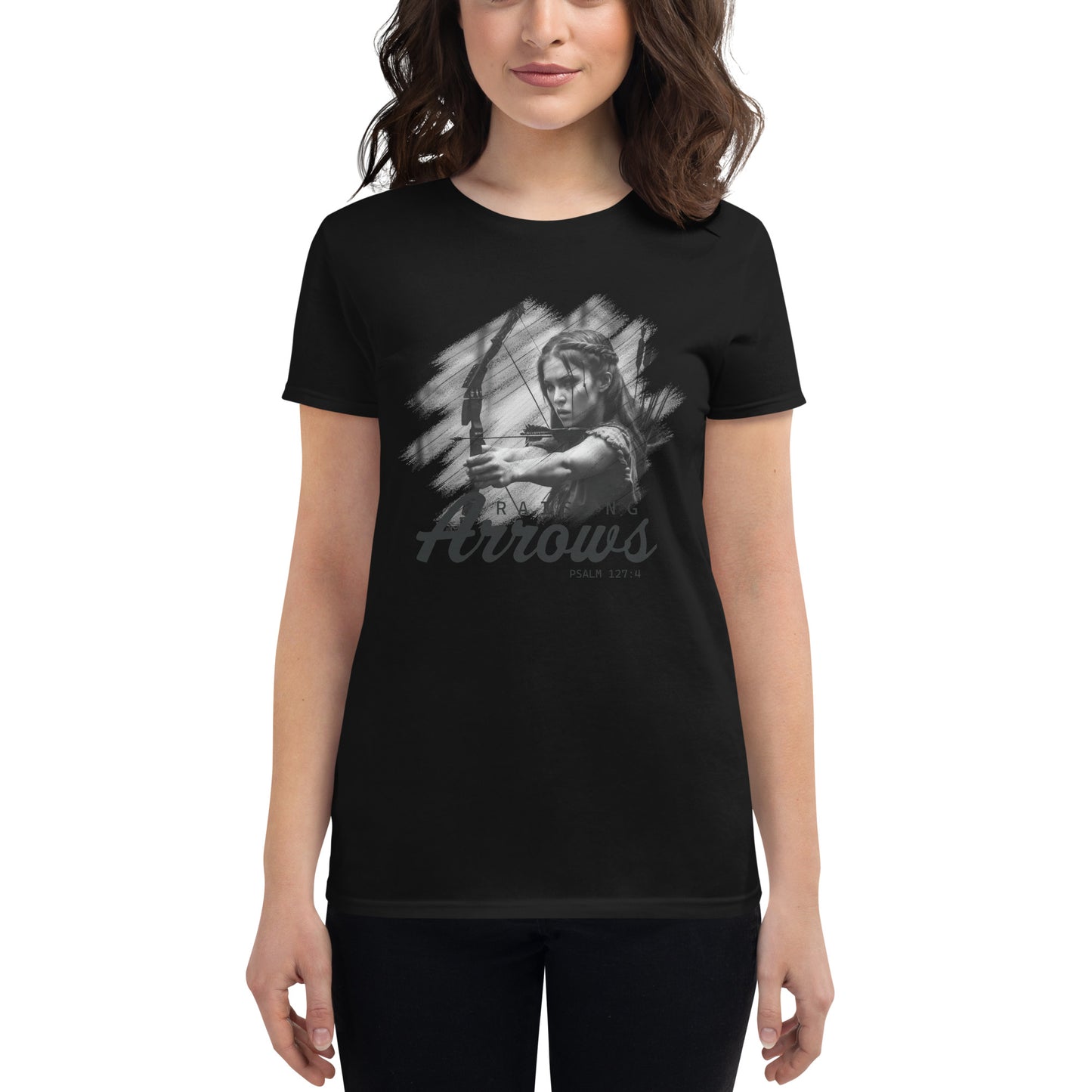Raising Arrows Archer Design Women’s Motivational Black T-Shirt