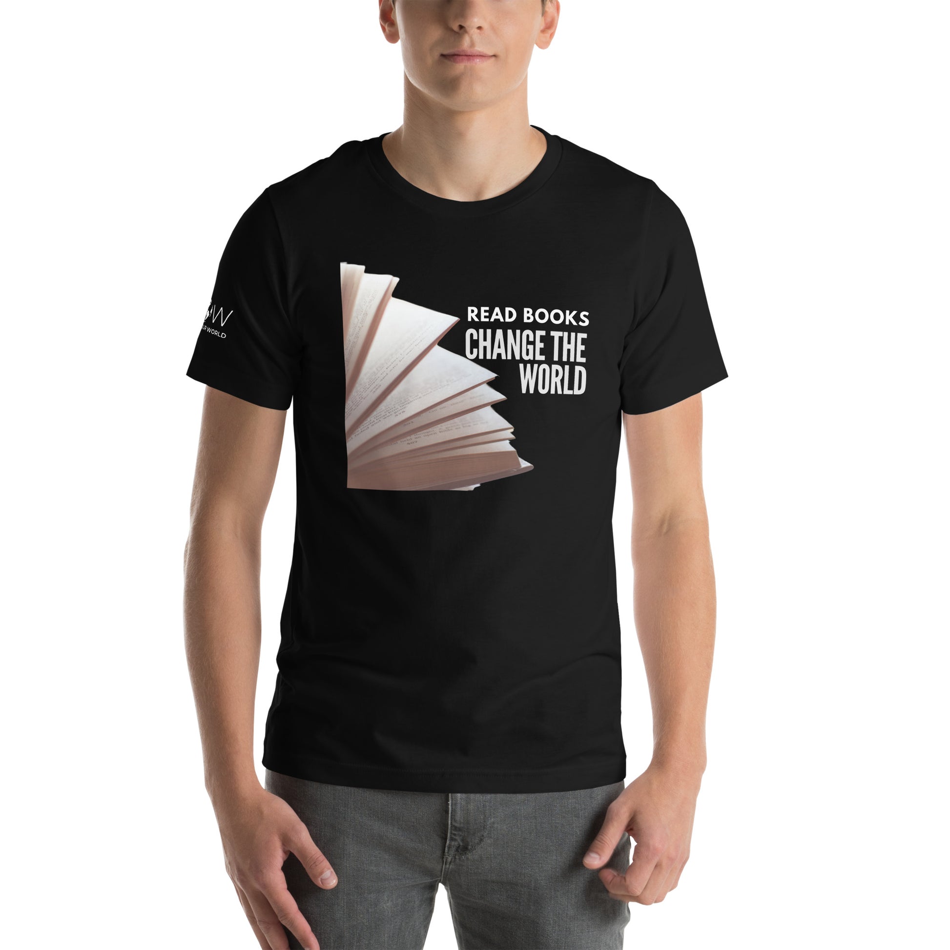 Read Books Change the World – Open Pages Edition Black Motivational Men's T-Shirt