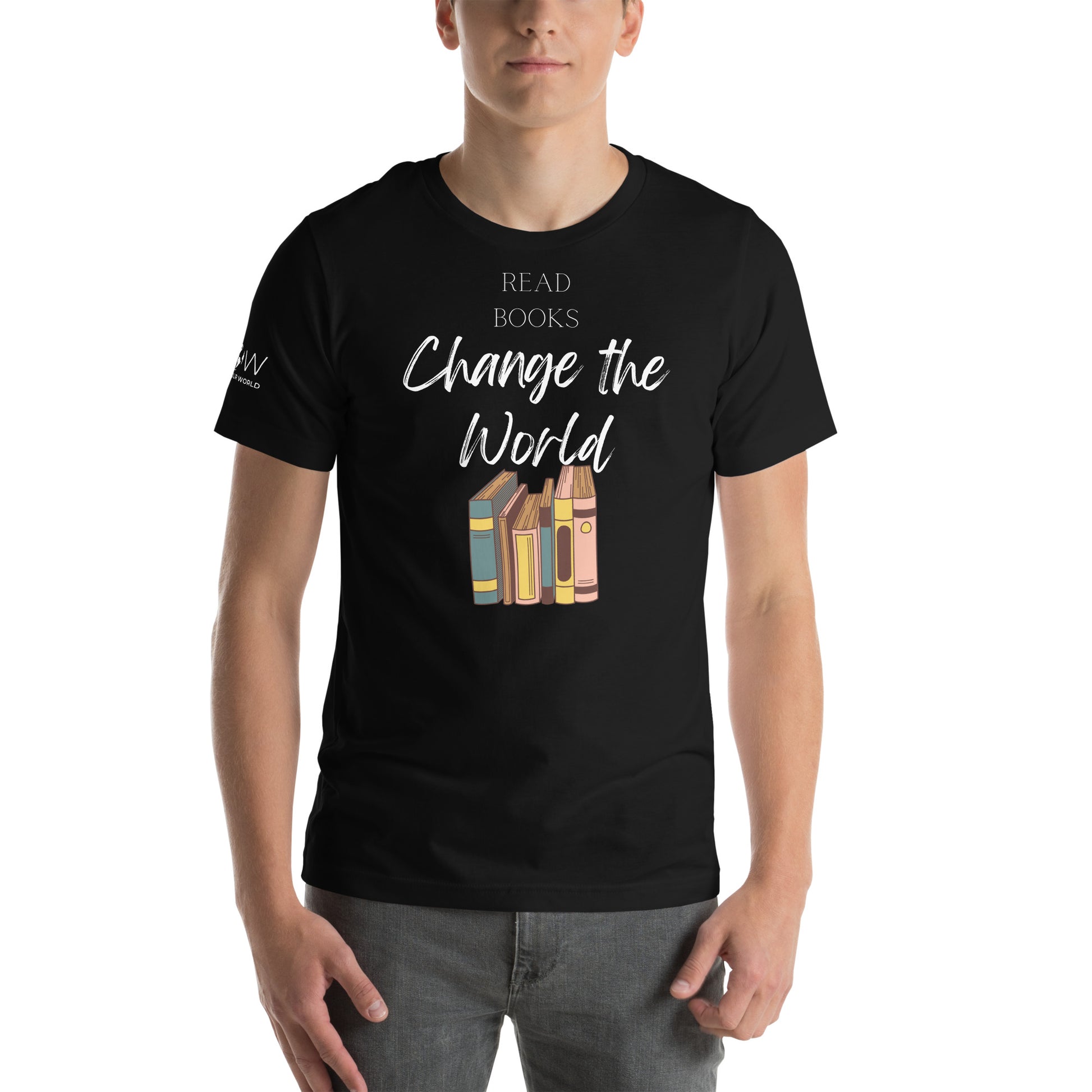 Read Books Change the World – Typography Script Edition Black Motivational Men's T-Shirt