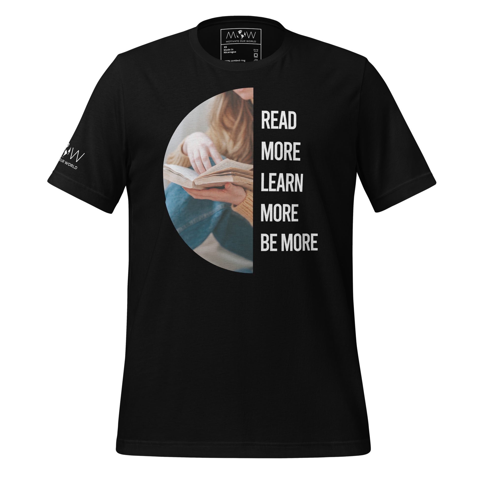 Read More, Learn More Black Motivational Men's T-Shirt