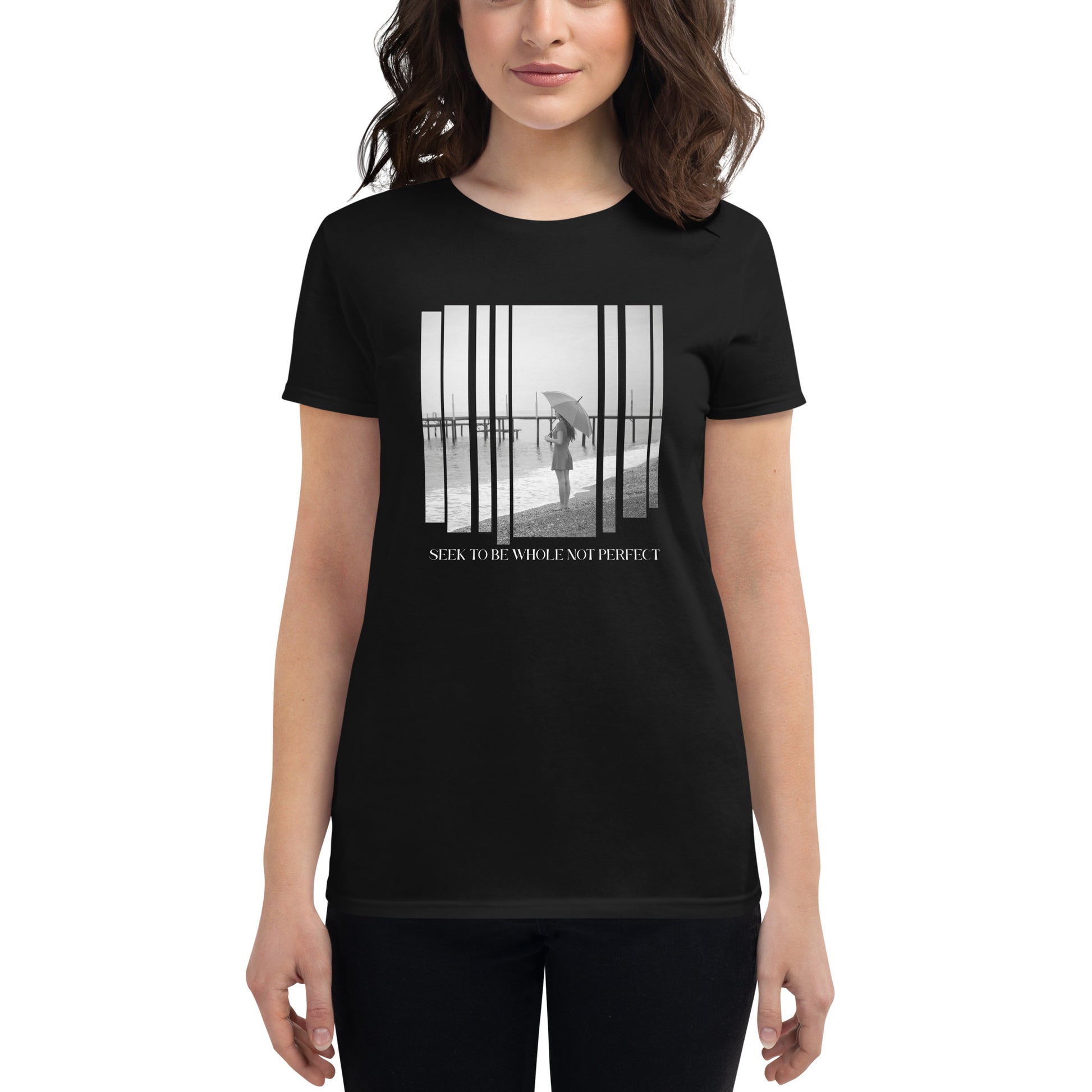 "Reflections of Strength" Women’s Motivational Black T-Shirt