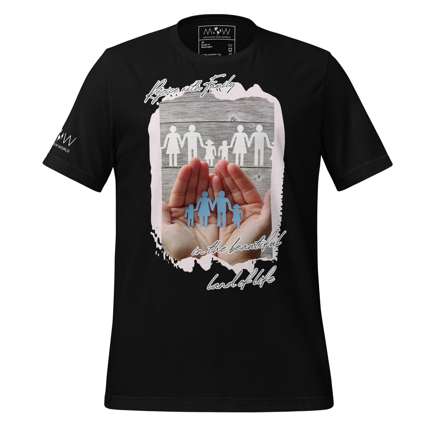 Rejoice With Family – Paper Cut Heart Black Motivational Men's T-Shirt