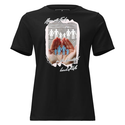 Rejoice With Family – Paper Cut Heart Black Motivational Women’s T-Shirt