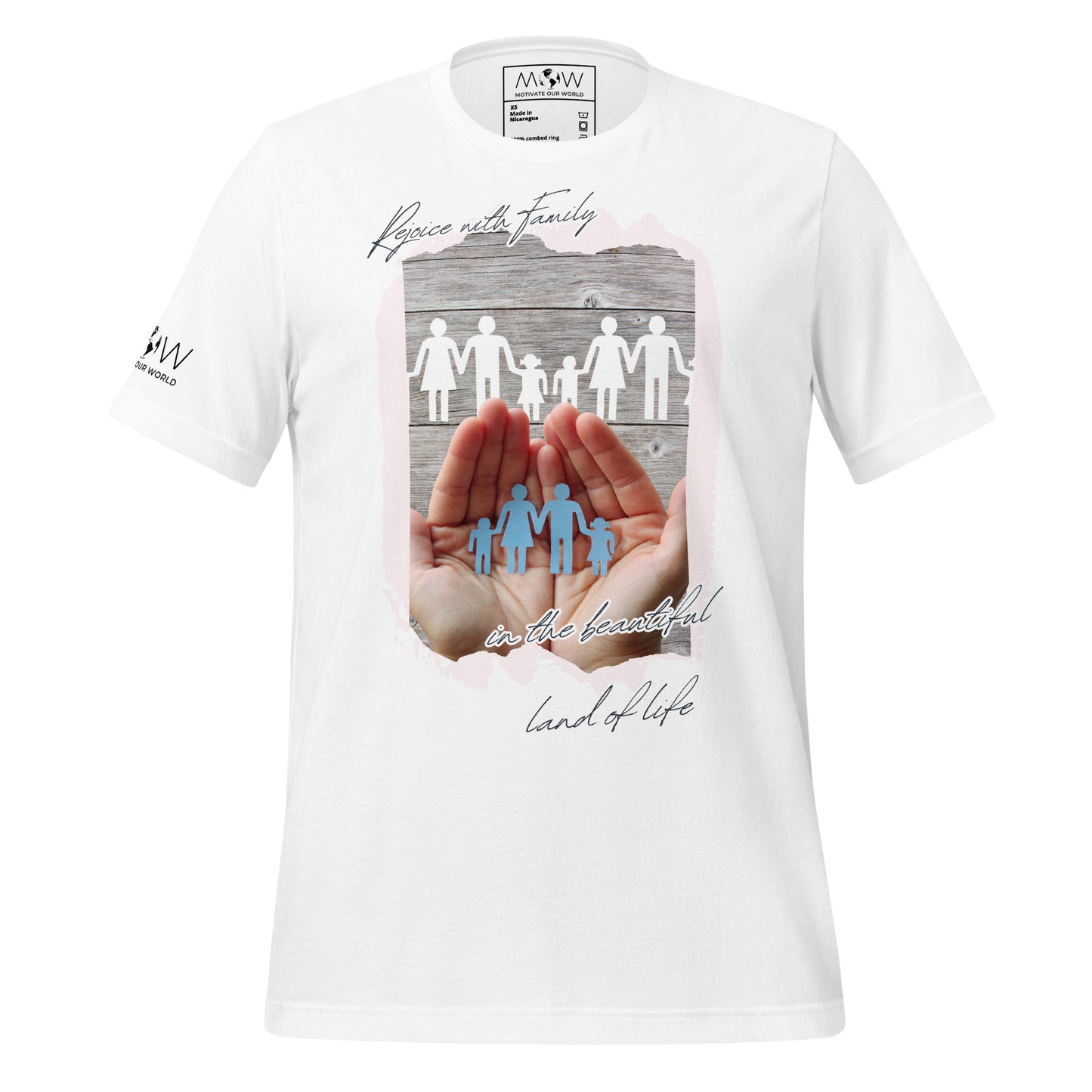 Rejoice With Family – Paper Cut Heart White Motivational Men's T-Shirt