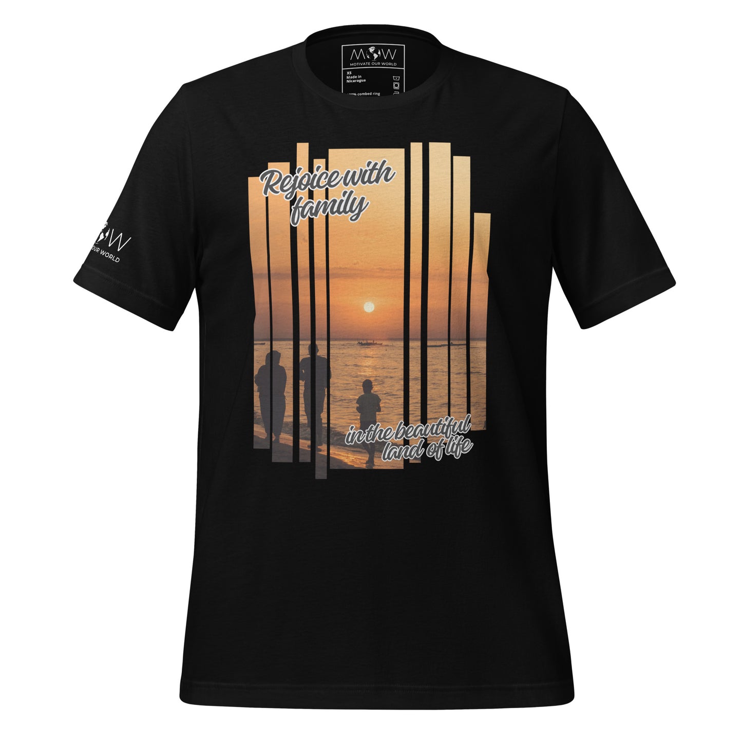 Rejoice With Family – Sunset Stripes Black Motivational Men's T-Shirt