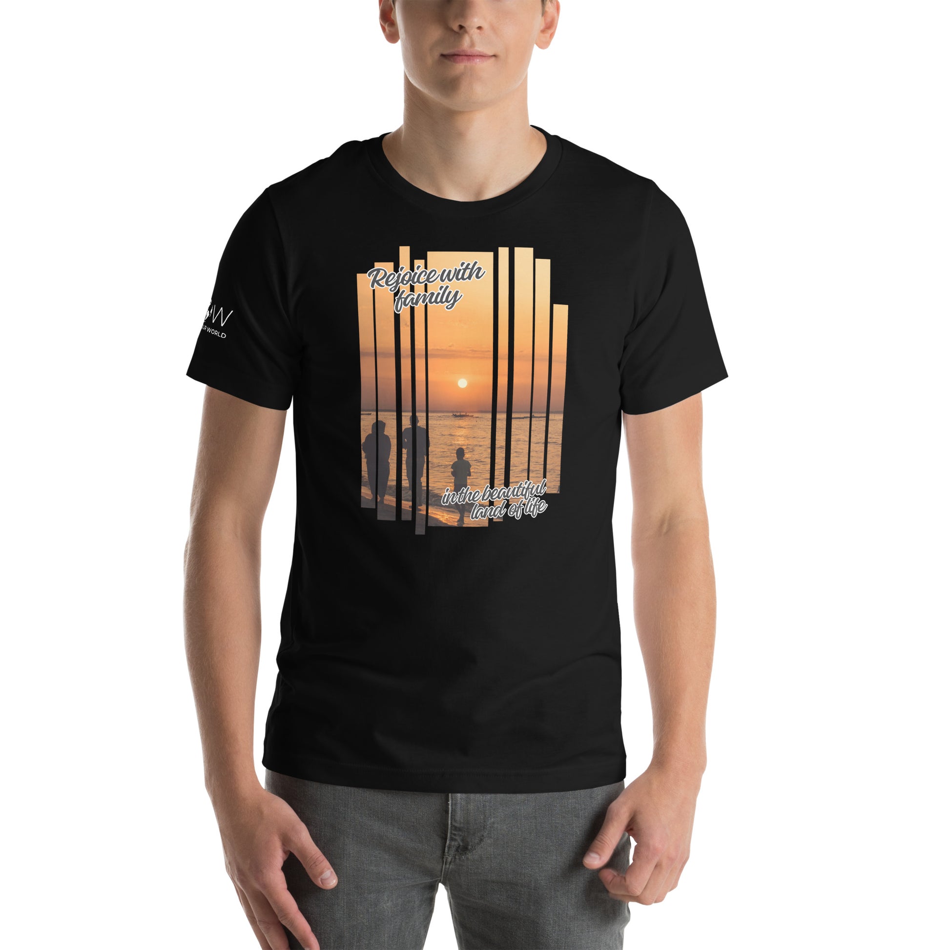 Rejoice With Family – Sunset Stripes Black Motivational Men's T-Shirt