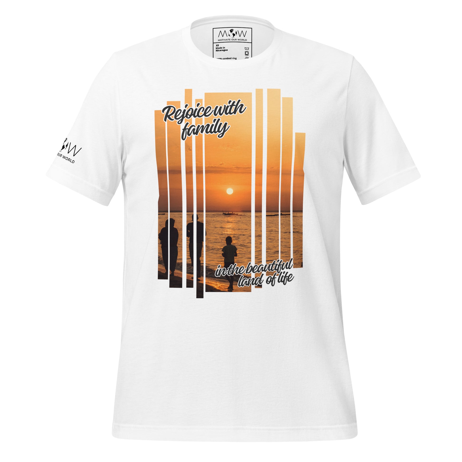 Rejoice With Family – Sunset Stripes White Motivational Men's T-Shirt