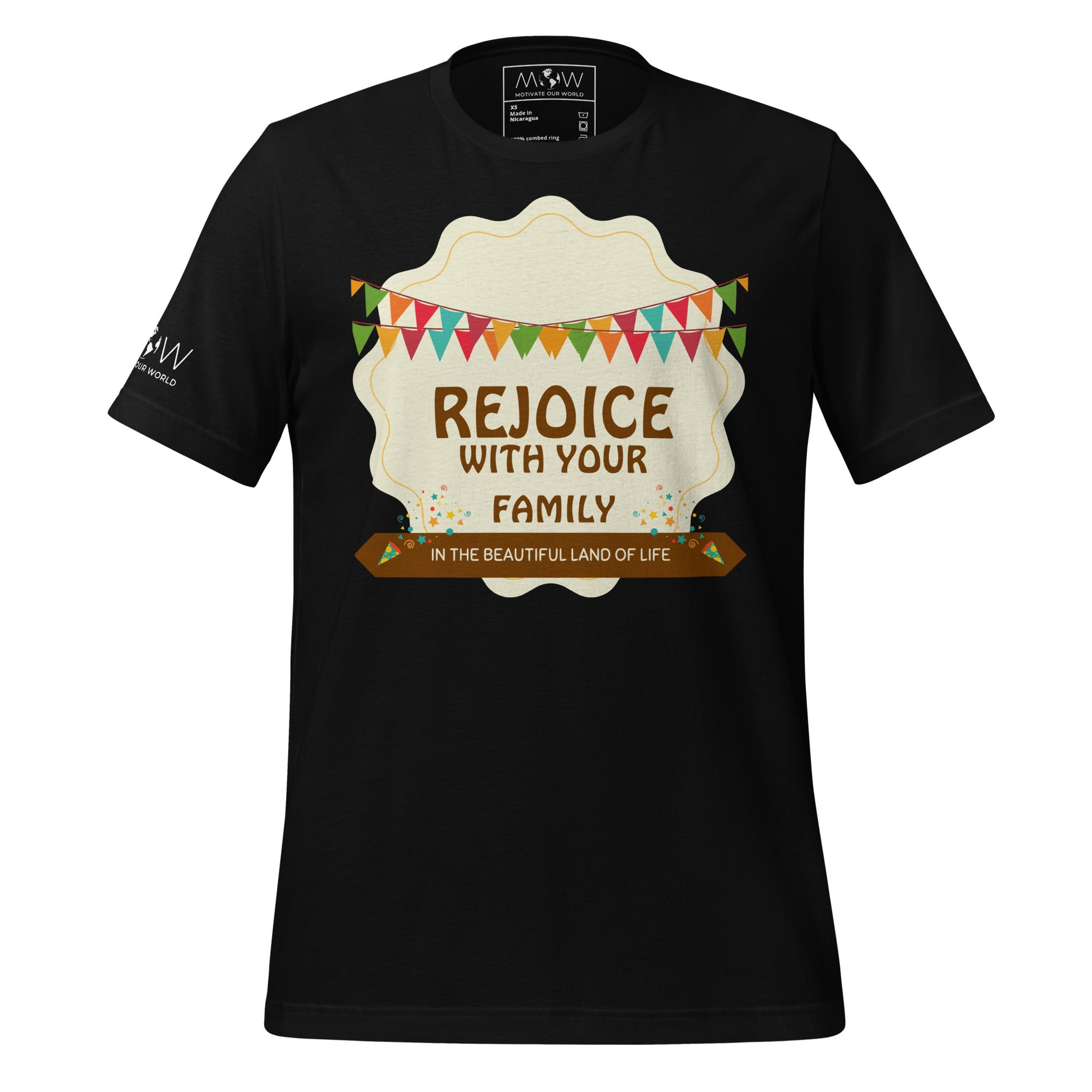 Rejoice With Your Family Black Motivational Men's T-Shirt