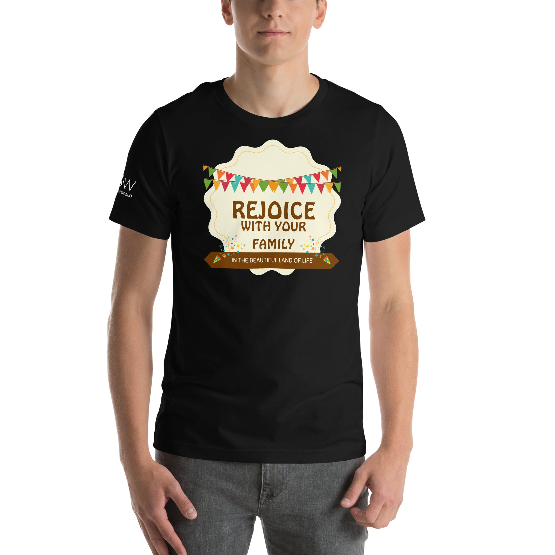 Rejoice With Your Family Black Motivational Men's T-Shirt