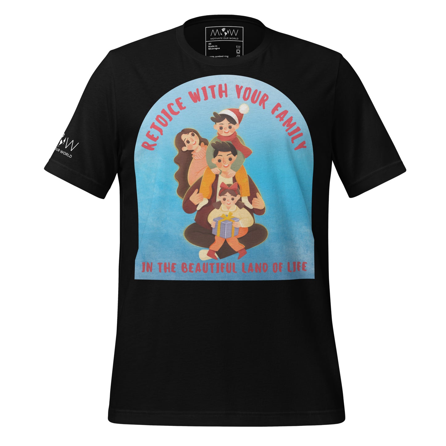 Rejoice With Your Family – Land of Life Black Motivational Men's T-Shirt