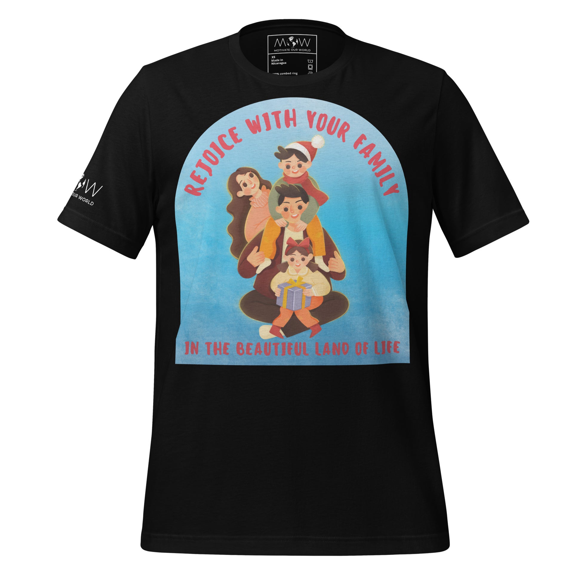 Rejoice With Your Family – Land of Life Black Motivational Men's T-Shirt