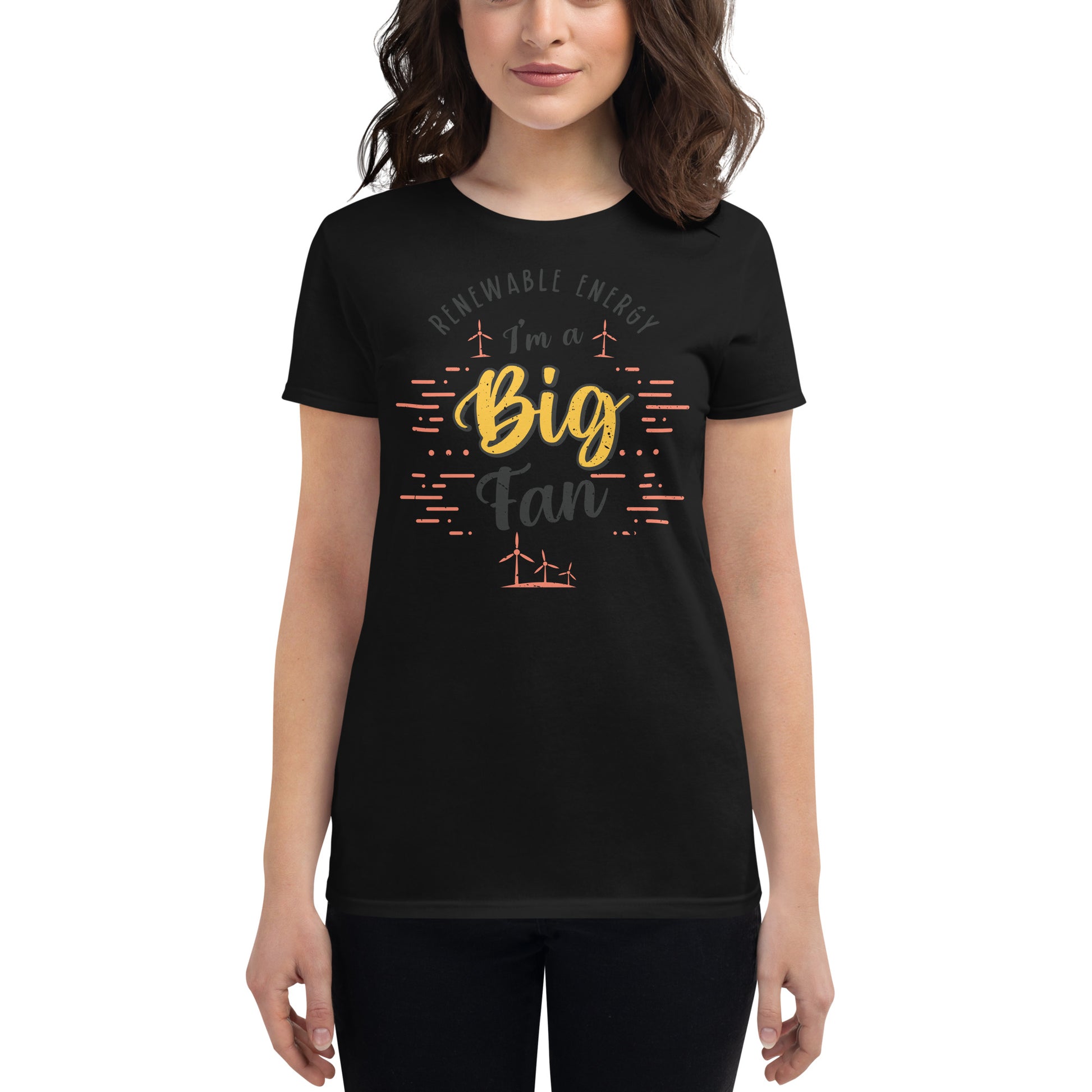 Renewable Energy Big Fan Women’s Motivational Black T-Shirt