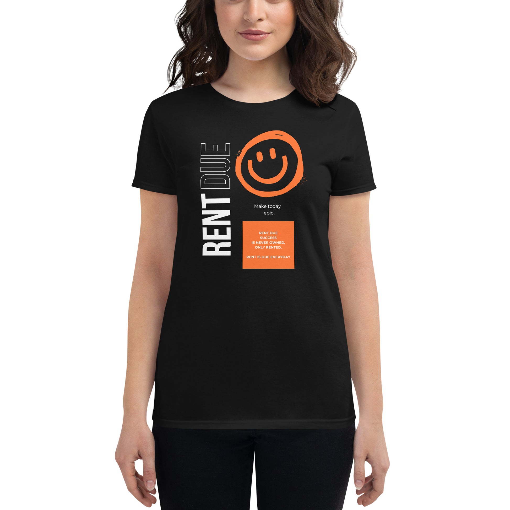 Rent Is Due Women's Motivational Black  T-Shirt