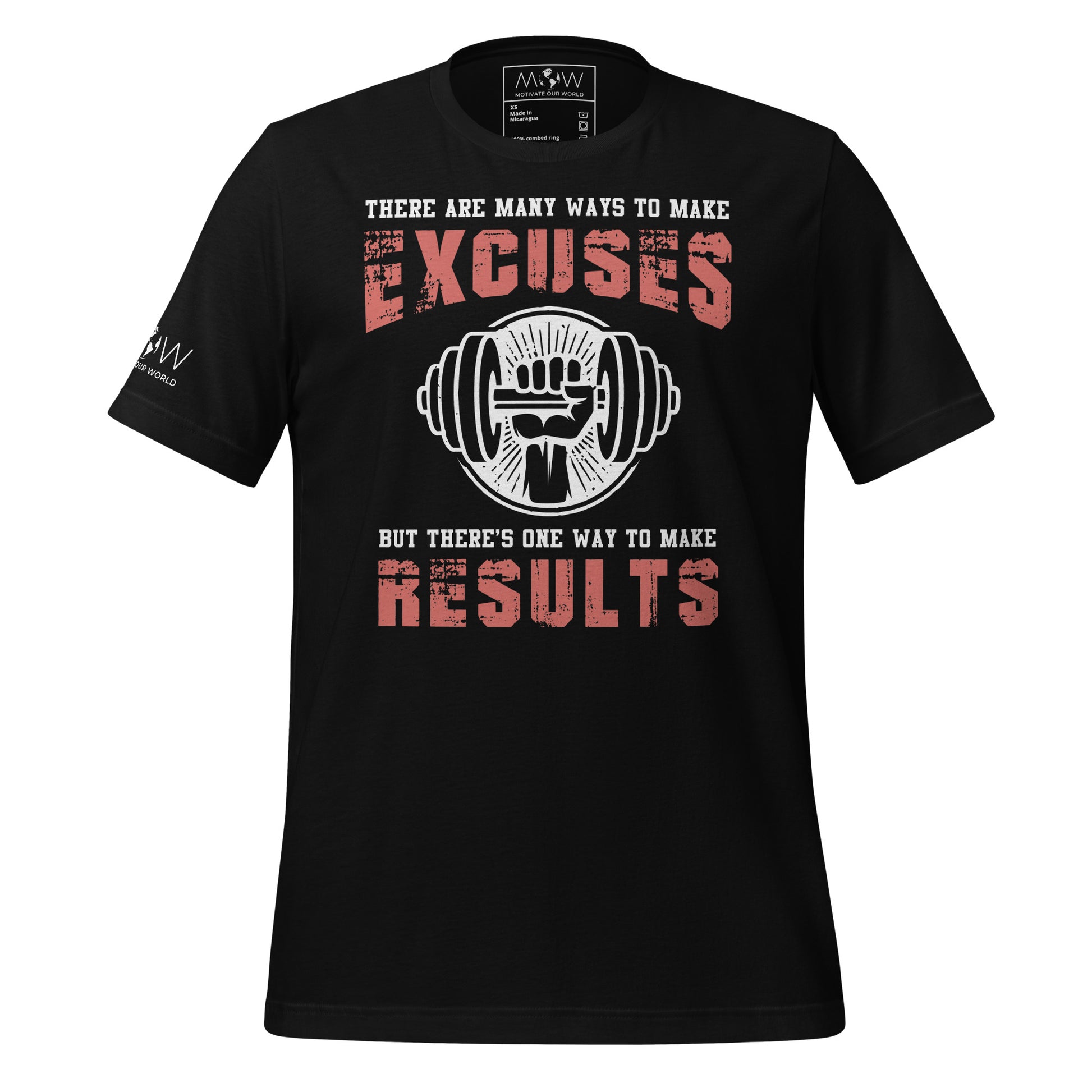 Results Over Excuses Men's Motivational Black T-Shirt