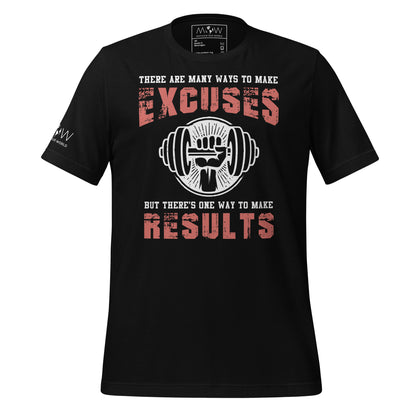 Results Over Excuses Men's Motivational Black T-Shirt