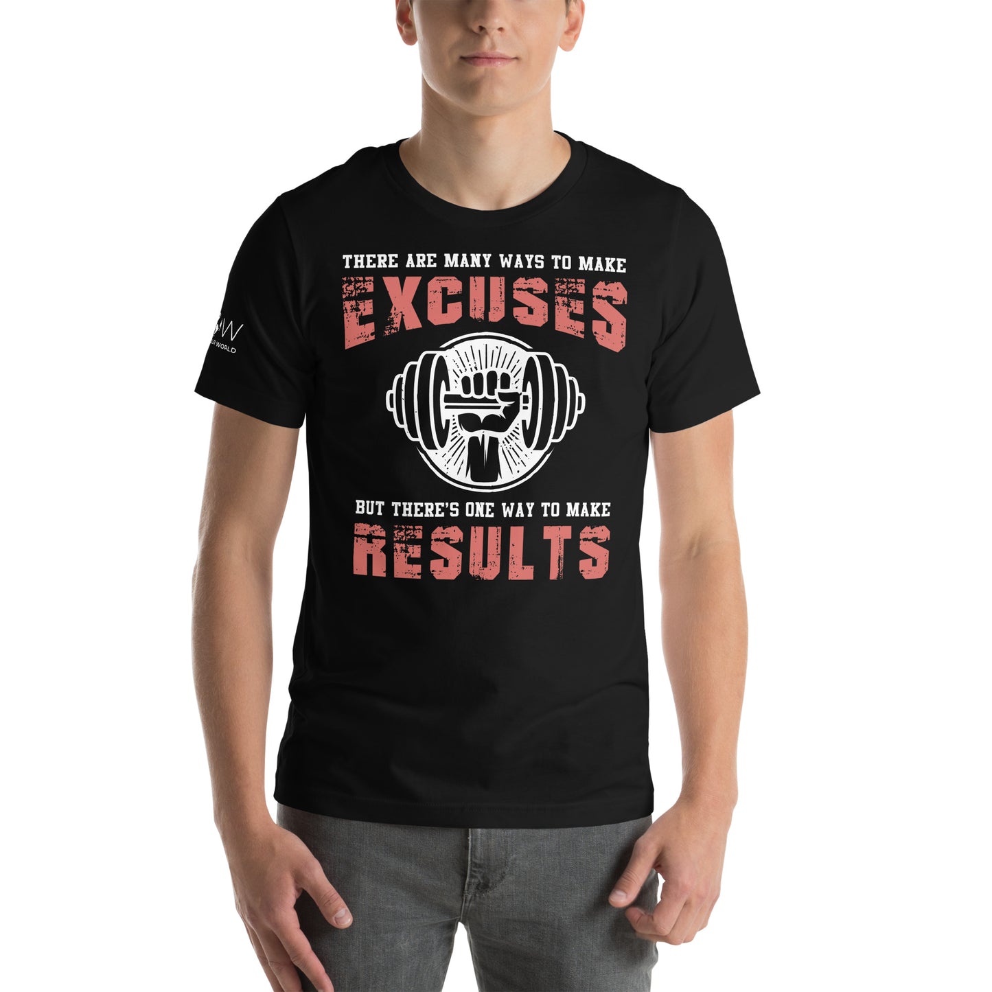 Results Over Excuses Men's Motivational Black T-Shirt