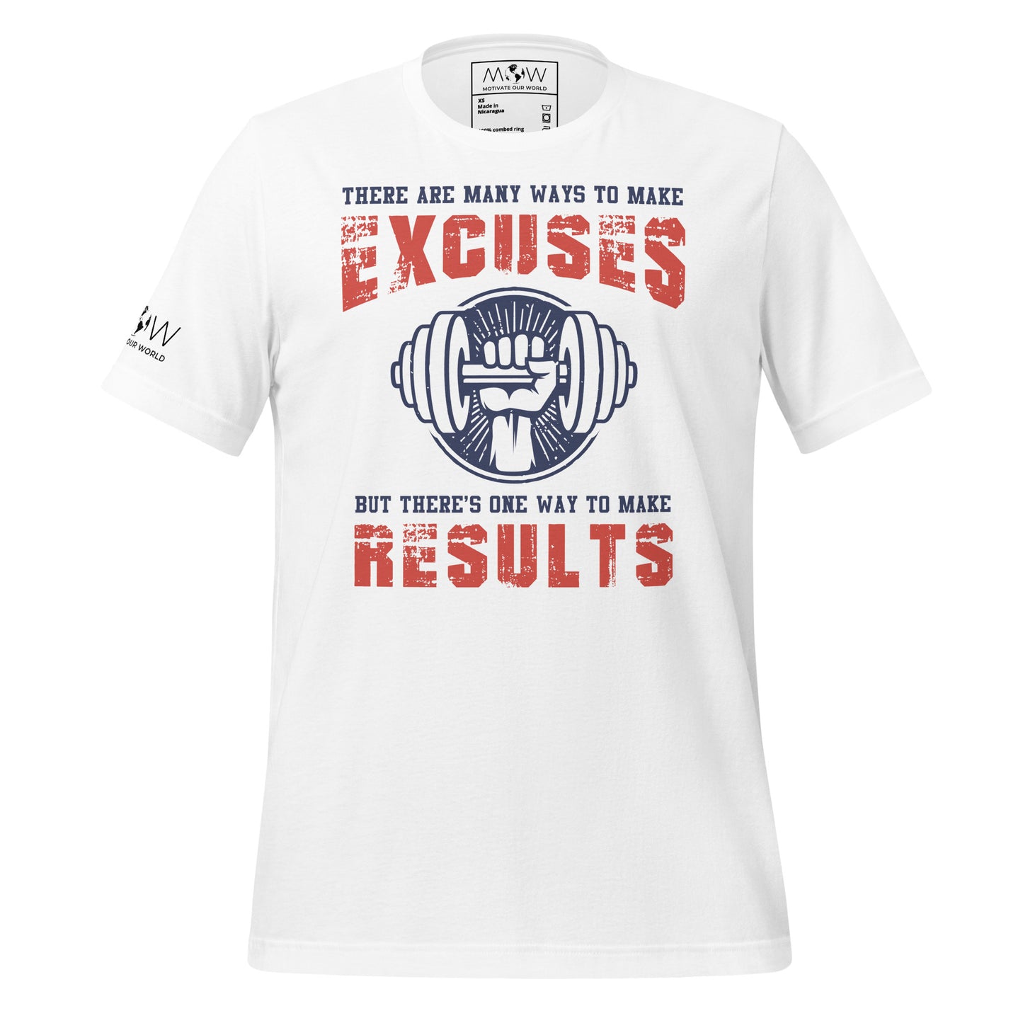 Results Over Excuses Men's Motivational White T-Shirt
