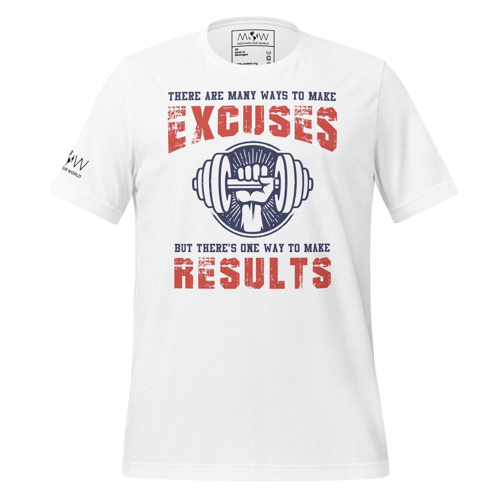 Results Over Excuses Men's Motivational White T-Shirt