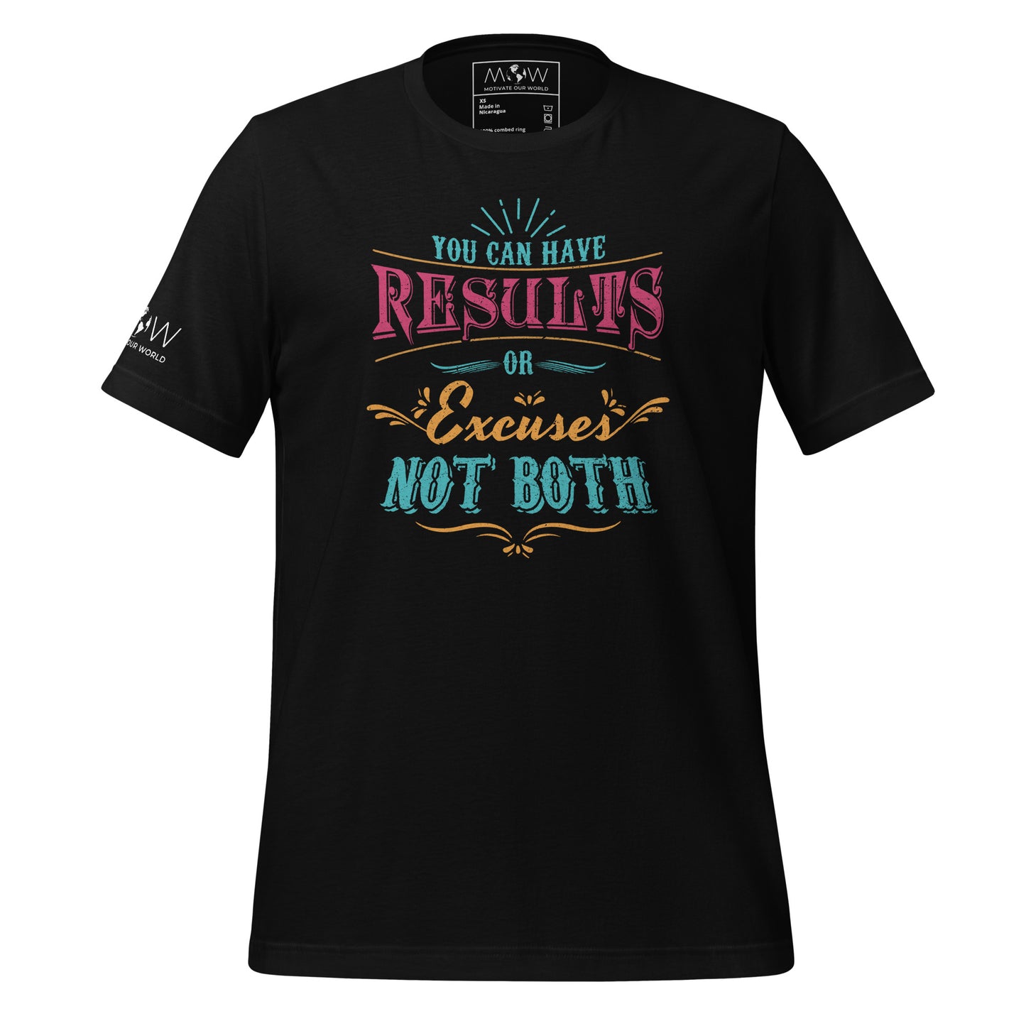Results or Excuses Men's Motivational Black T-Shirt